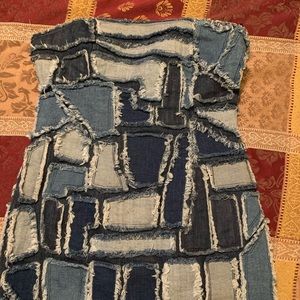 Bebe Denim Patchwork Dress